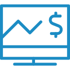 Computer screen with graph icon