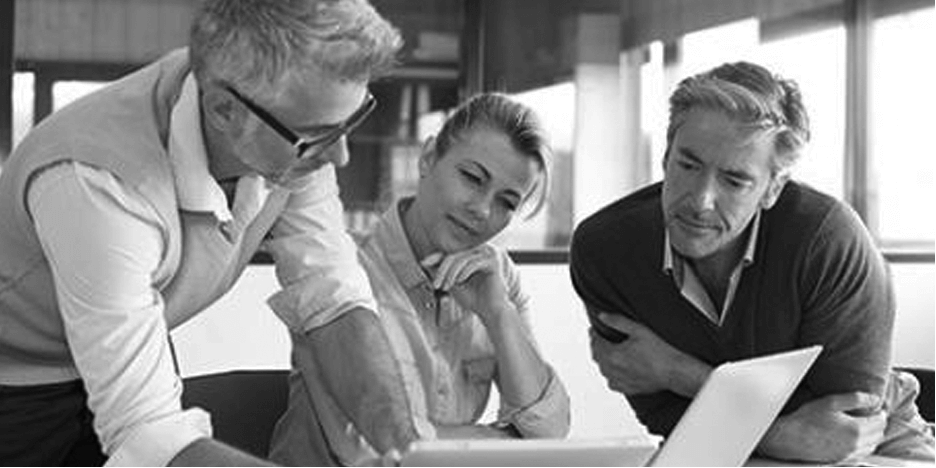 conference room meeting with 3 people